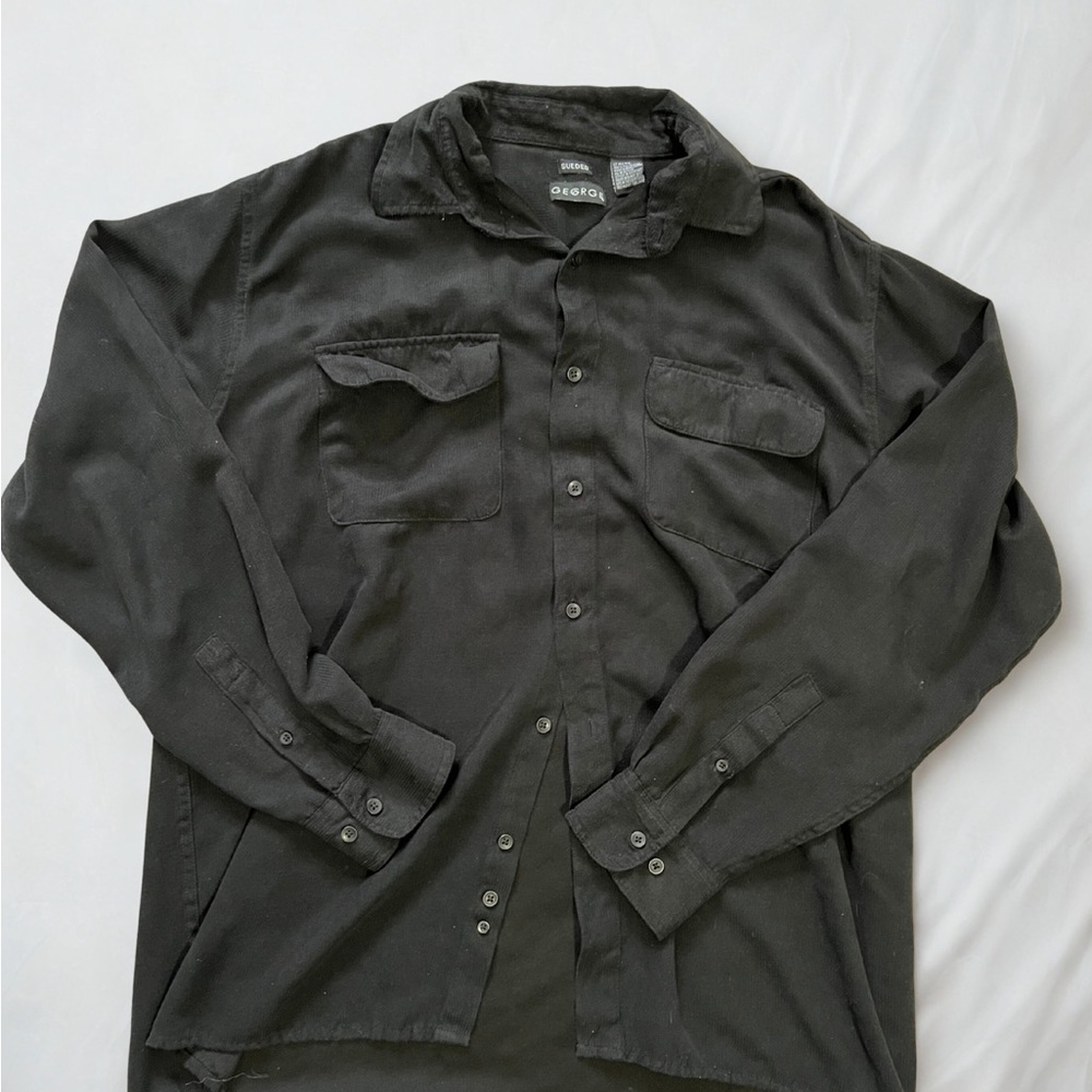 George Men's Black Casual Button Down Shirt